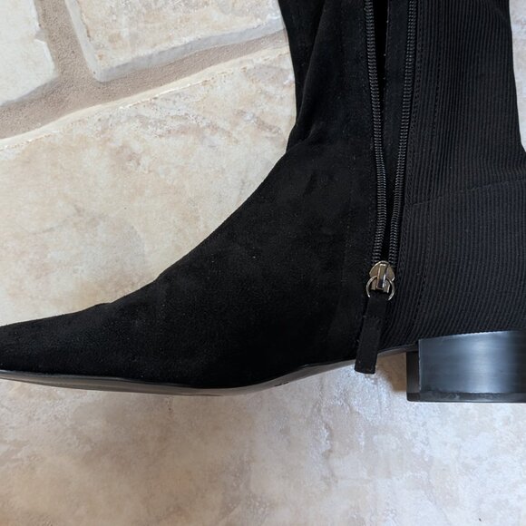 Zara Suede Black Over the Knee Boots - Picture 4 of 7